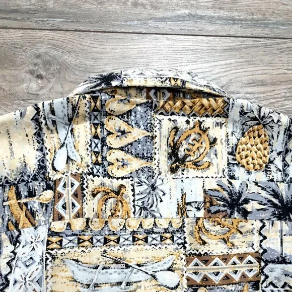 Ho Aloha Mens Medium Short Sleeve Shirt Hawaiian Vacation Beach Island Casual - Picture 9 of 10